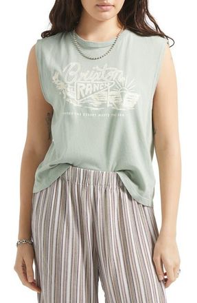 Brixton Ranch Logo Cotton Graphic Muscle Tank in Sage Green at Nordstrom, Size X-Large
