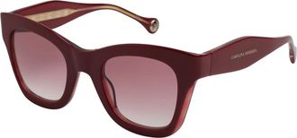 Carolina Herrera Accessoires, Dames, Rood, ONE Size, Tijdloze Vlinderzonnebril met Acetaatframe