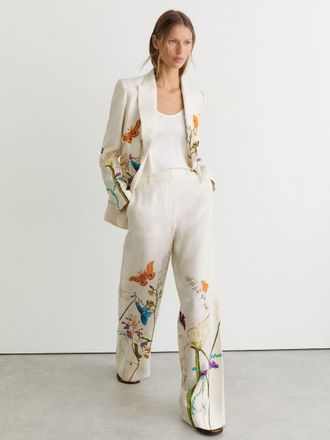 Reiss X NYBG Printed Wide-leg Suit Trousers, 14R