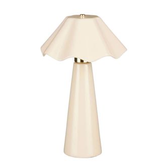MiCa Decorations L&aacute;mpara de mesa meera beige h40.5xb25xl25cm