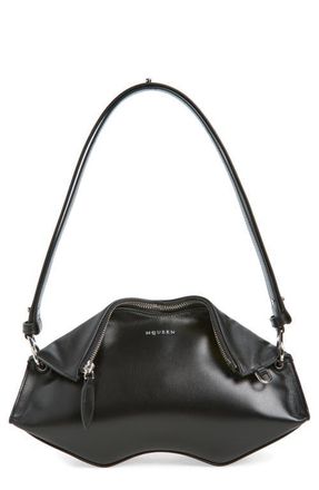 Alexander McQueen Manta Leather Clutch in Black/Silver at Nordstrom