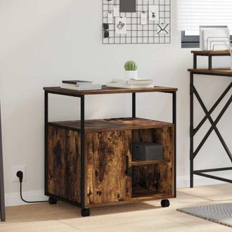 vidaXL Gabinete Con Estaci&oacute;n De Carga Roble Ahumado 61 X 46 X 67 Cm Vidaxl