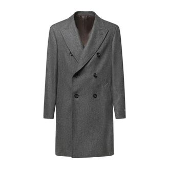 Canali Double-Breasted Coats - Heren - Mantel - Grijs - L - Jassen