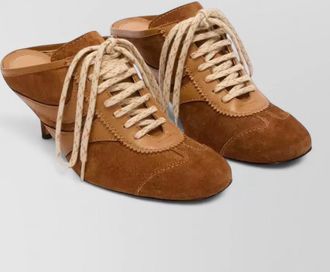 Dries Van Noten kitten heel suede mules inset design