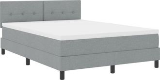 vidaXL vidaXL Box Spring Bed with Mattress & LED Light Grey 160x200 cm Fabric