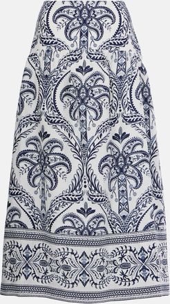 Farm Rio Gonna midi Tropical Cameo in lino con stampa