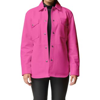 The House of LR&C Lover Papery Lamb Leather Shirt Jacket in Knockout at Nordstrom Rack, Size Xx-Large