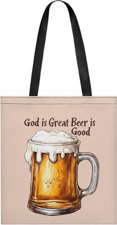 Generic God Is Great Beer Is Good Tote Bag for Women Men Shoulder Bags Purses Pouch Handbags