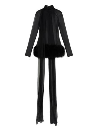 Blumarine sheer-overlay mini dress - Black