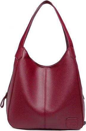 Generic Compatible For Casual Large Capacity Soft Leather Handbag Womens Lightweight Versatile Single Shoulder Tote Bag(Burgundy)