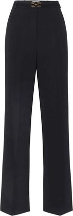 Elisabetta Franchi Wijde Broek - Dames - Wijde Broeken - Zwart - M - Polyester - Broeken