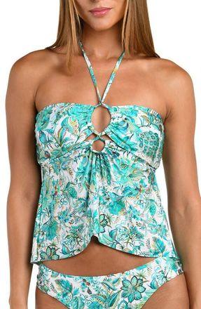 Sunshine 79 Free Spirit Halter Tankini Top in Blue/Green Multi at Nordstrom, Size 14