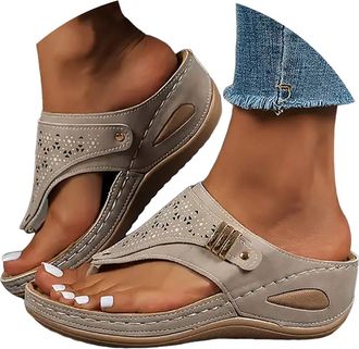 Generic Comfortable Orthopedic Slippers for Women with Arch Support Flip Flops Open Toe Thong Sandals Women Dressy Summer Flat 2026 Ladies Cute Beach Shoes Ou