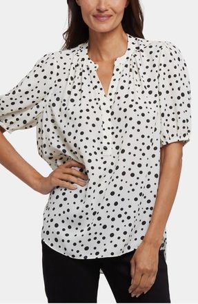 NYDJ Puff Sleeve Popover Top in Josephine Dots at Nordstrom, Size X-Large