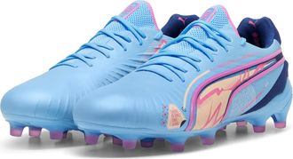 Puma Unisex KING ULTIMATE VOLUME UP FG/AG Football Boots - Blue Leather - Size UK 10.5