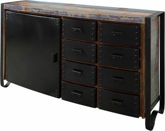 Massivmoebel24 credenza in legno di Legno riciclato 143x43x90 multicolore laccato INDUSTRIAL 102