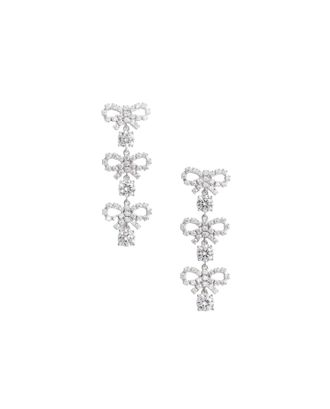 Self Portrait Intricate Tiered Bow Earrings With Crystal Embellishments