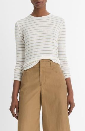 Vince Stripe Long Sleeve Rib Top in Pale Cliff Combo at Nordstrom Rack, Size X-Small