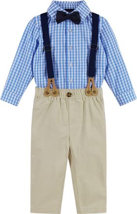 Andy & Evan Button-Up Shirt, Suspenders, Pants & Bow Tie Set in Light Blue at Nordstrom, Size 18-24M