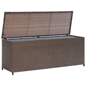Berkfield Home Garden Storage Box Brown 120x50x60 cm Poly Rattan | Size: 120 x 50 x 60 cm