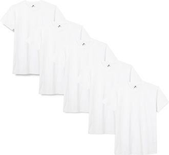 Lower East Basic Short Sleeved Mens T-Shirt, Pack of 5, White, XXL