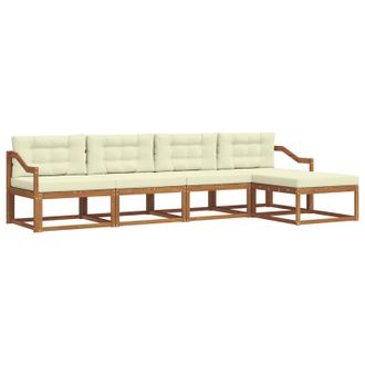 vidaXL Conjunto De Sof&aacute;s De Exterior Con Coj&iacute;n 5 Pcs Natural Y Crema Vidaxl