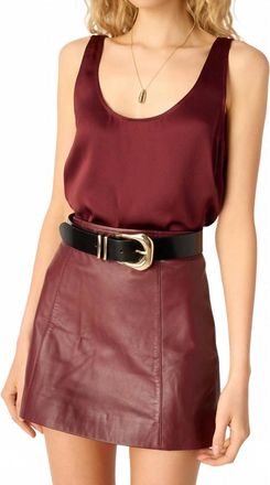 Cami NYC Cillian Genuine Leather Mini Skirt In Syrah