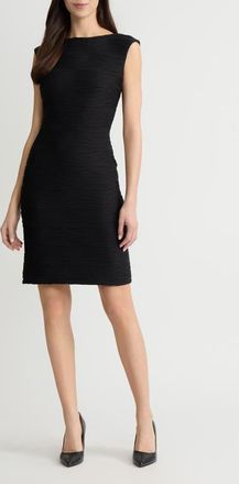 Kasper Spring Texture Sleeveless Sheath Dress in Black at Nordstrom, Size 12