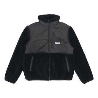 Puma Sherpa Contrasting Colors Sports lambs wool Stand Collar Logo Jacket Black 846325-01