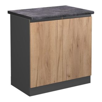 Vicco Armario Bajo Para Fregadero R-line, Roble Dorado, 80 Cm, Et Antracita