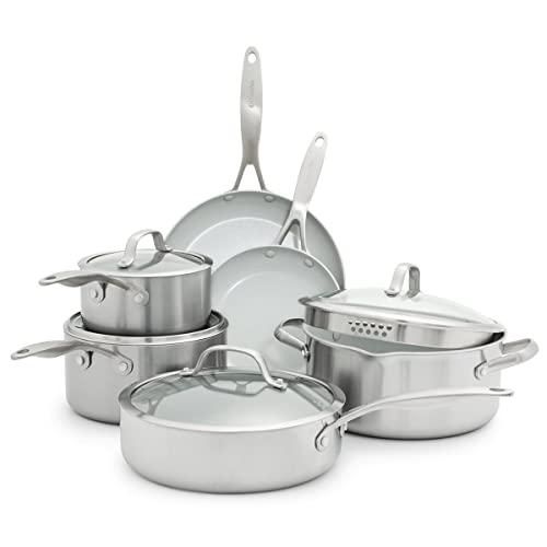 GreenPan Valencia Pro 3-teiliges Bratpfannen-Set – Keramik-Antihaft, Induktion, 20/24/28 Cm