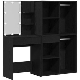 vidaXL Vidaxl - Mesa De Maquillaje Led Con Caj&oacute;n Roble Negro 140 X 40 X 140 Cm