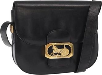 Celine Pre-owned Leather Crossbody Bag - Dames - Vintage Schoudertas - Zwart - ONE Size - Leer - Vintage