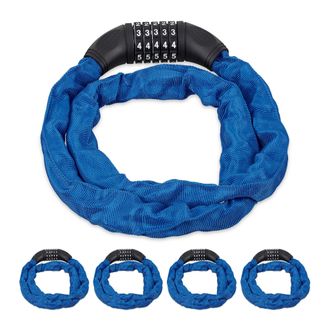 Relaxdays 5 Candados De Cable Num&eacute;rico, Sistema Antirrobo Para Bicicletas, Combinaci&oacute;n De 5 N&uacute;meros, 120 Cm, Acero, Azul