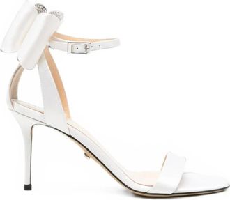 Mach & Mach Sandaal met Dubbele Strik van Satijn - Dames - Sandalen met hakken - Wit - 38 1/2 EU - Satijn - Schoenen