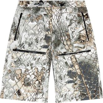Diesel P-Mckell graphic-print shorts - men - Polyamide - 48 - Grey