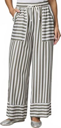 Splendid Ella Stripe Pant In Vintage Olive Branch/white
