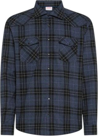 Sun 68 Flannel Cotton Shirt - Heren - Casual Overhemden - Blauw - M - Katoen - Overhemden