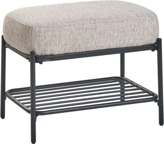 Beliani Shoe Bench Beige Fabric Upholstered Hallway Bench with Shelf Padded Seat TRUCKEE