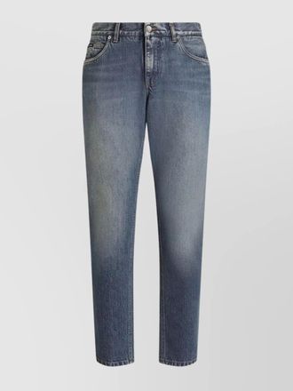 Dolce & Gabbana distressed cotton straight-leg jeans