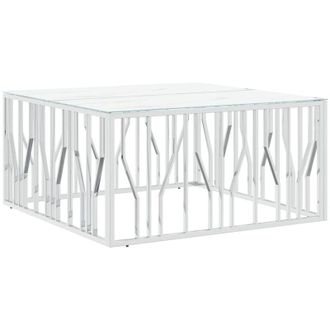 vidaXL Vidaxl - Tavolino da Salotto Argento 100x100x50 cm Acciaio Inox e Vetro