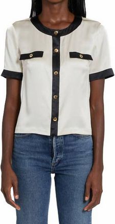 Amanda Uprichard Bel Aire Silk Blouse In Cream And Black