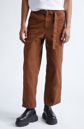 sacai Carhartt WIP Duck Canvas Carpenter Pants in Dark Beige at Nordstrom, Size 1