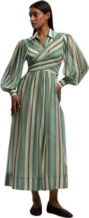 Karen Millen Stripe Organdie Wrap Shirt Dress at Nordstrom, Size 10