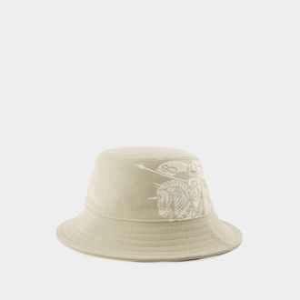 Burberry Unisex Ekd Twill Bucket Hat - Light Grey - Size X-Small