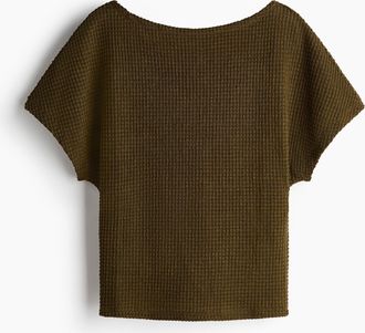 H&M Batwing-sleeved jersey top - Dunkles Olivgr&uuml;n