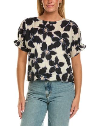 Velvet Delilah Short Sleeve Woven Top