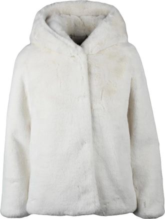 Bomboogie Short Faux Fur Jacket with Hood and Snap Button Closure