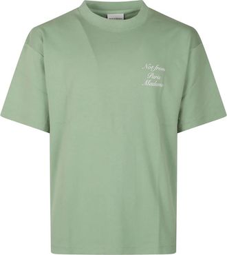 Dr&ocirc;le de Monsieur Le T-Shirt Slogan Calligraphy - Heren - T-shirts - Groen - XS - Katoen - Tops