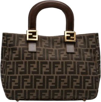 Fendi Pre-owned Handbags, female, Brown, Size: ONE SIZE Pre-owned Canvas Tote